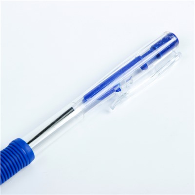 Ручка шариковая, автоматическая, 0.5 мм, стержень синий, корпус прозрачный с резиновым держателем