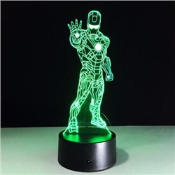 Объемный 3D светильник Железный человек 3 (Iron man) оптом