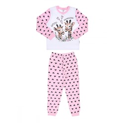 Пижама для девочки (футболка длинный рукав, штаны) NBP-0035/9/24 Белый/Розовый