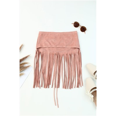 Pink Tassel Drawstring Bandeau Crop Tank Top