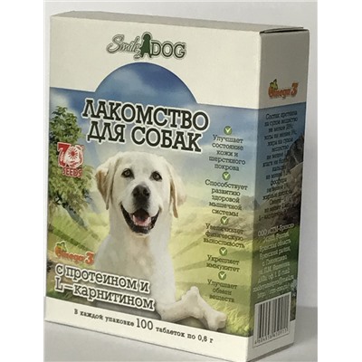 Smile Dog Лакомство для собак с протеином и L-карнитином 100т.(60г)