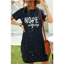 Черное платье-футболка с принтом "звездное небо" и надписью: Nope Not Today