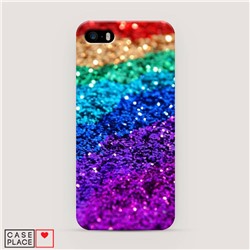 Пластиковый чехол Блестящая радуга рисунок на iPhone 5/5S/SE