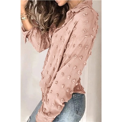 Розовая рубашка в горошек