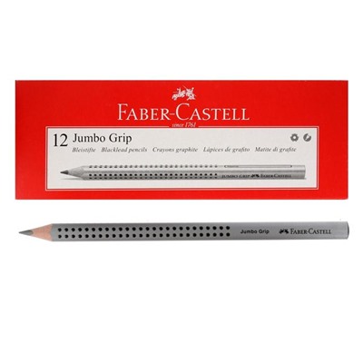 Карандаш чёрнографитный Faber-Castell Jumbo GRIP В трёхгранный корпус с массажными шашечками, серый