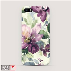 Пластиковый чехол Сиреневые цветы-акварель на iPhone 5/5S/SE