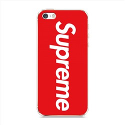 Силиконовый чехол Supreme на красном фоне на iPhone 5/5S/SE