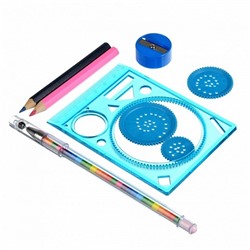 Набор для рисования (спирограф, 2 карандаша, точилка, ручка), пластик
