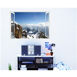 Виниловая наклейка Окно с видом на горы 3D