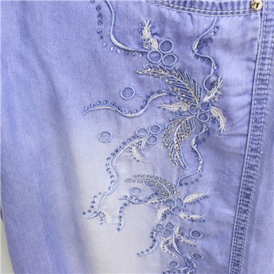 Размер 36. Рост 149-159. Летние подростковые штаны из облегченного джинса Selron_Fenix с оригинальной вышивкой.