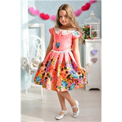 Платье нарядное для девочки "Цветы", цвет персик