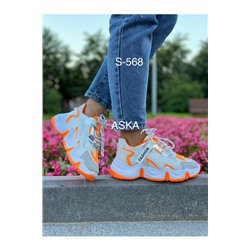 Женские кроссовки S-568 бело-оранжевые