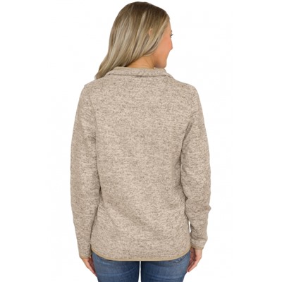 Бежевый пуловер с прорезными карманами и застежкой-молнией