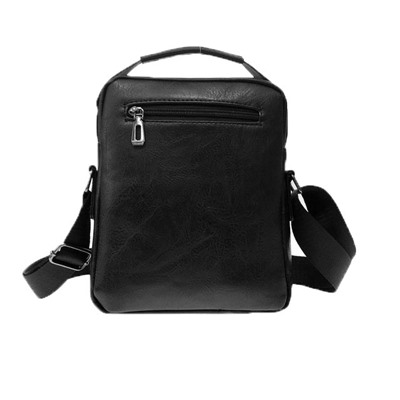 Мужская сумка-планшет MMSO из эко-кожи черного цвета с ремнём через плечо.