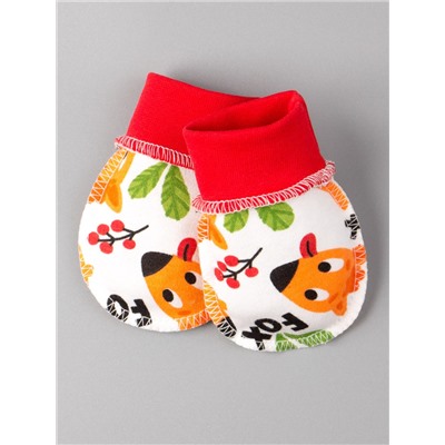 Комплект нательный для малышей, лисички, боди + нагрудник + царапки + штаны, оранжевый