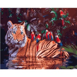Картина по номерам 40х50 GX 32712 Эксклюзив!!! Тигр и птицы
