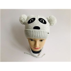 Детская утепленная вязаная шапка "Панда"