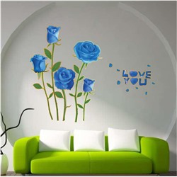 Наклейка на стену Голубые розы