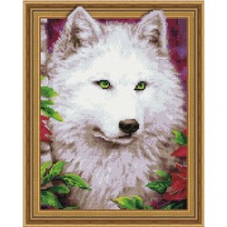 3D Алмазная мозаика, 40х50, круглые стразы TSGJ 1019 Белая волчица