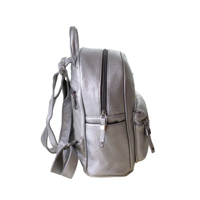 Стильный женский рюкзак Flort_Losterine из эко-кожи серебристого цвета.