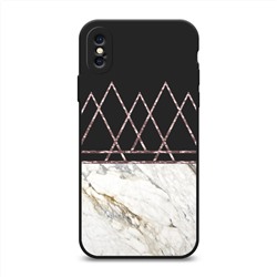 Матовый силиконовый чехол Белый мрамор и треугольники на iPhone XS (10S)