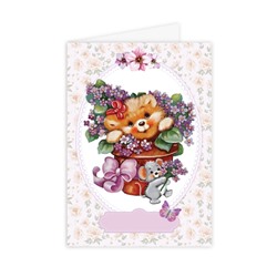 Медвежонок с цветами  (набор для открытки)