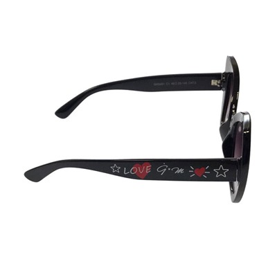Модные женские очки-лисички Shardone с принтом на дужках чёрного цвета.