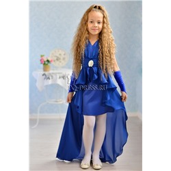 Платье нарядное для девочки арт. ИР-1514 длинный шлейф, цвет электрик
