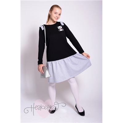 Школьное платье ШФ 6 (черный + серый)