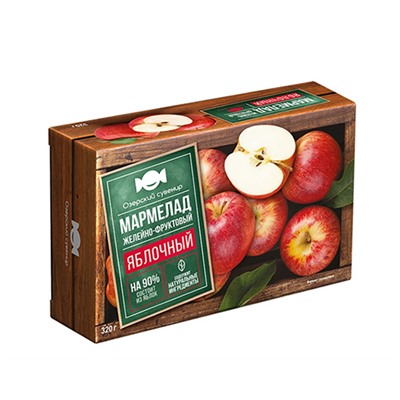 Мармелад Озёрский сувенир "Яблочный" с кусочками яблок 320г  (656)
