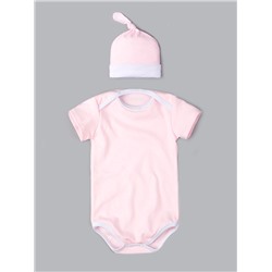 Комплект нательный для малышей, горошки, боди + шапка, светло-розовый