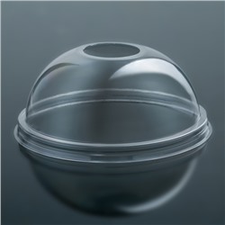 Крышка одноразовая ПЭТ купольная, с отверстием для трубочки, d=9,5 см, цвет прозрачный