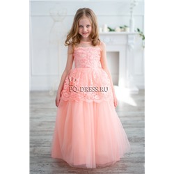 Платье нарядное для девочки "Золушка", цвет персик