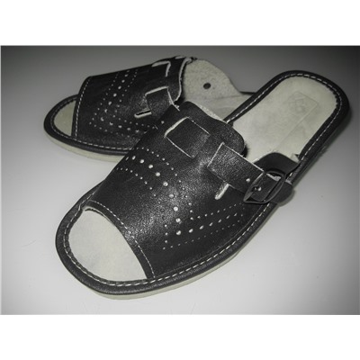 022-36  Обувь домашняя цвет темно-шоколадный (Тапочки кожаные)
