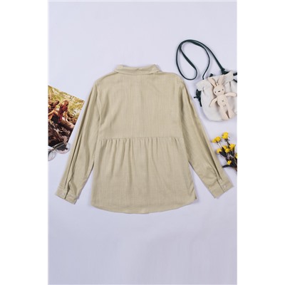 Khaki Textured Solid Color Basic Shirt