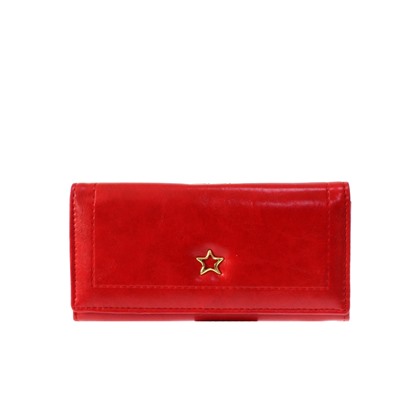 Стильный женский кошелек Star из эко-кожи красно-клубничного цвета.