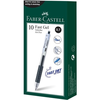 Ручка гелевая автоматическая Faber-Castell Fast Gel, чёрный, 0,7 мм, грип