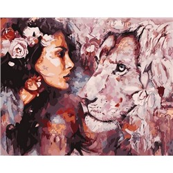 Картина по номерам 40х50 GX 31060 Девушка и лев