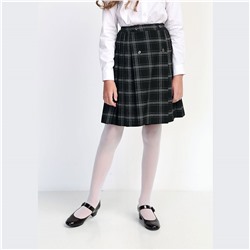 Детская школьная юбка в черно-белую клетку из вискозы оптом