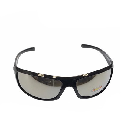 Стильные мужские очки Blumberg в чёрной оправе с зеркально-серебристыми линзами.