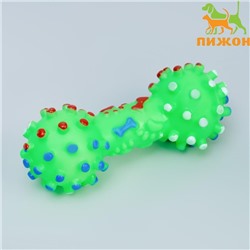 Игрушка пищащая "Гантель малая" для собак, 12,5 см, зелёная