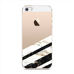 Силиконовый чехол Черно-белый мрамор половинка на iPhone 5/5S/SE