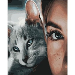 Картина по номерам 40х50 GX 28453 Девушка и кот
