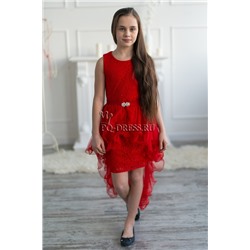 Платье нарядное со съемной юбкой "Валерия", цвет красный