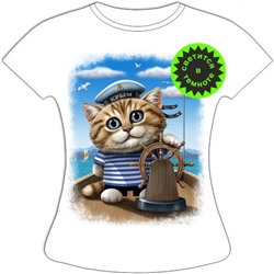 Женская футболка Кот морячок 954