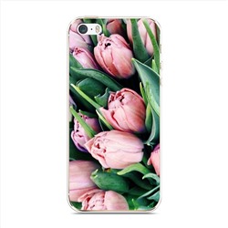 Силиконовый чехол Тюльпаны на iPhone 5/5S/SE