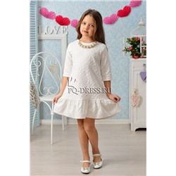 Платье нарядное для девочки арт. ИР-1604, цвет молочно-белый