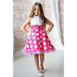 Платье нарядное для девочки арт. ИР-1515, цвет малина в крупный горох