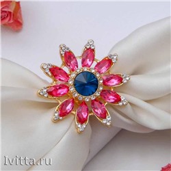 Кольцо для платка Цветок со стразами (розовый)