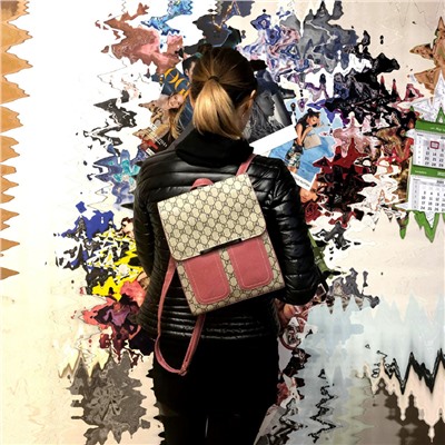 Стильная женская сумка-рюкзак Doble_Calps из эко-кожи цвета розовой пудры.